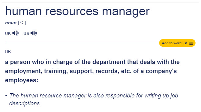 human resources manager definition